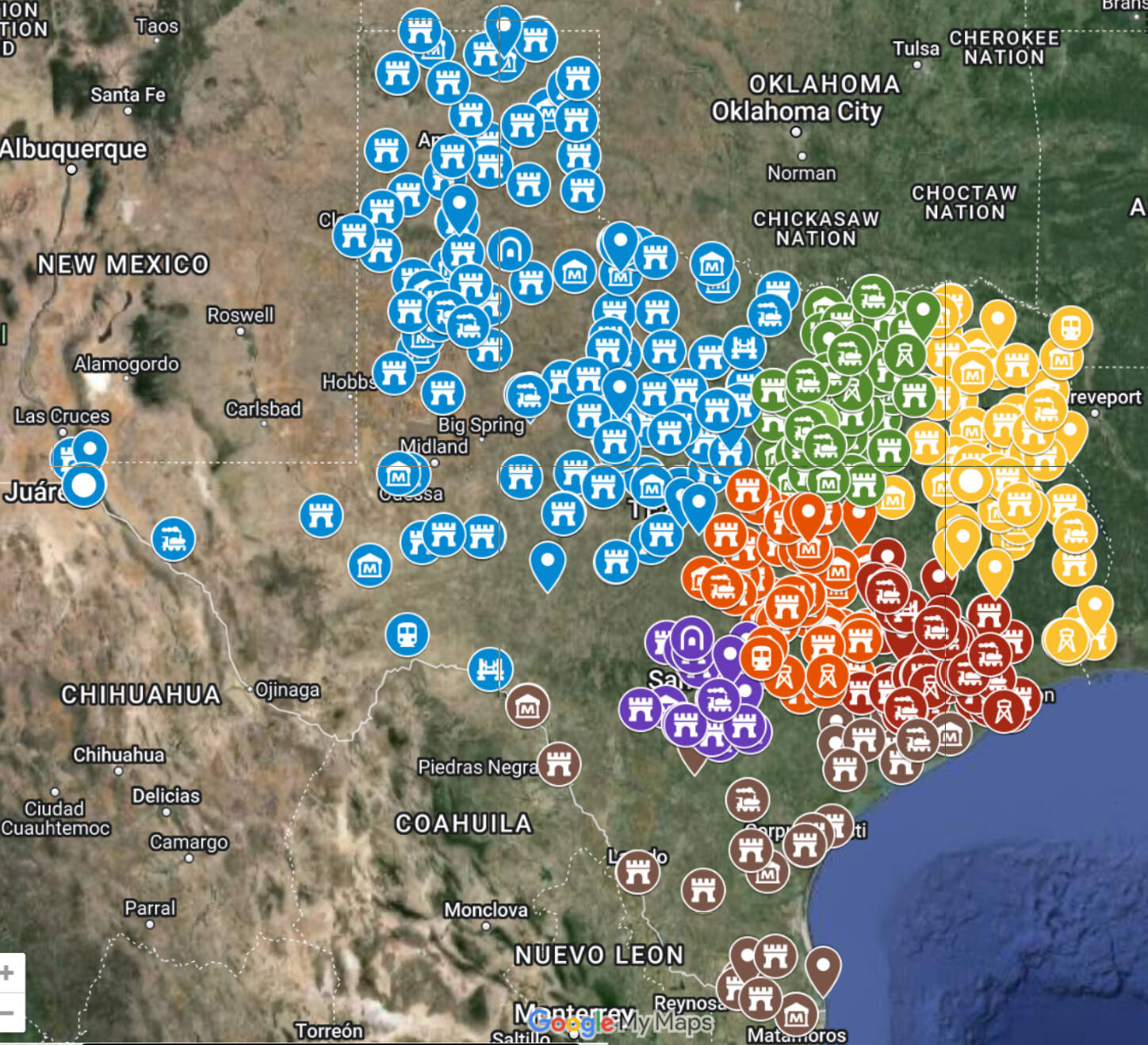 Tx Rcc Map Railroad Structures in Texas